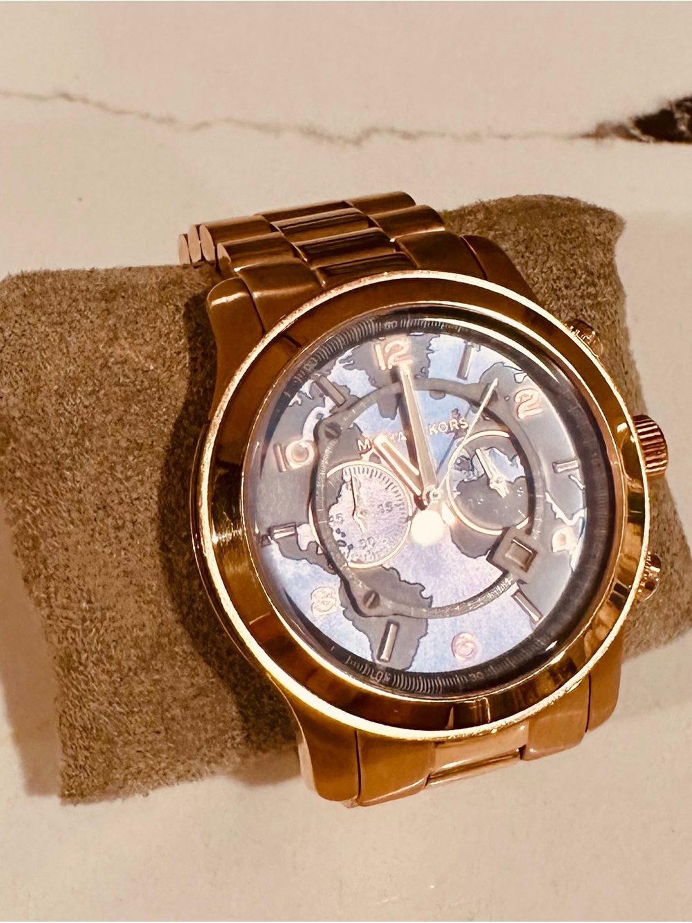 Michael Kors Watch Hunger Stop Limited Edition MK-9558 Rose Gold Blue World Dial